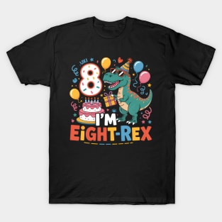 I'm Eight-Rex Funny 8th Birthday Party Cute T-rex Sunglasses T-Shirt